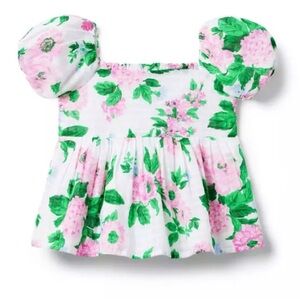 Brand New Janie & Jack Toddler Girl Floral Puff Sleeve Top, Size 2T, NWT